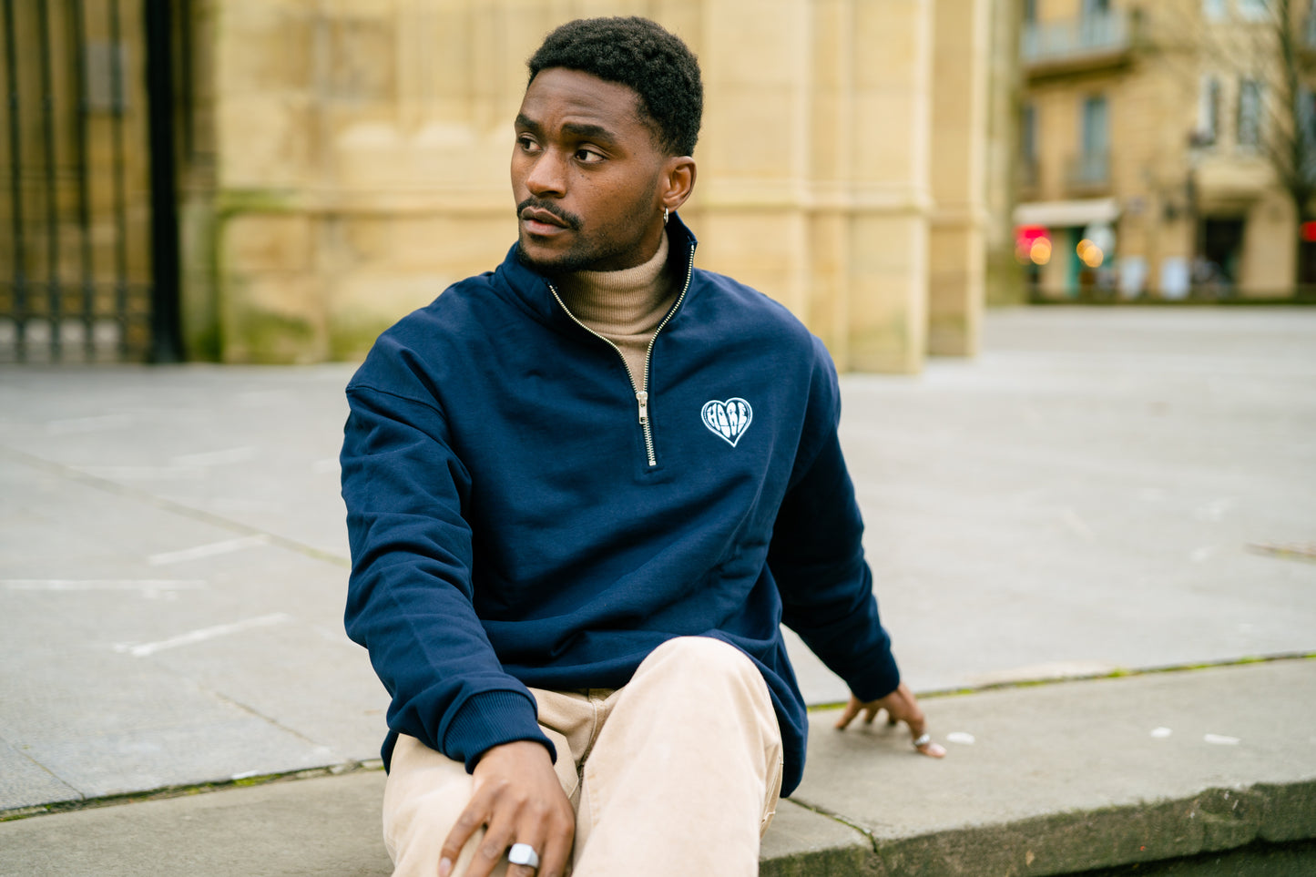 Sudadera Media Cremallera Azul