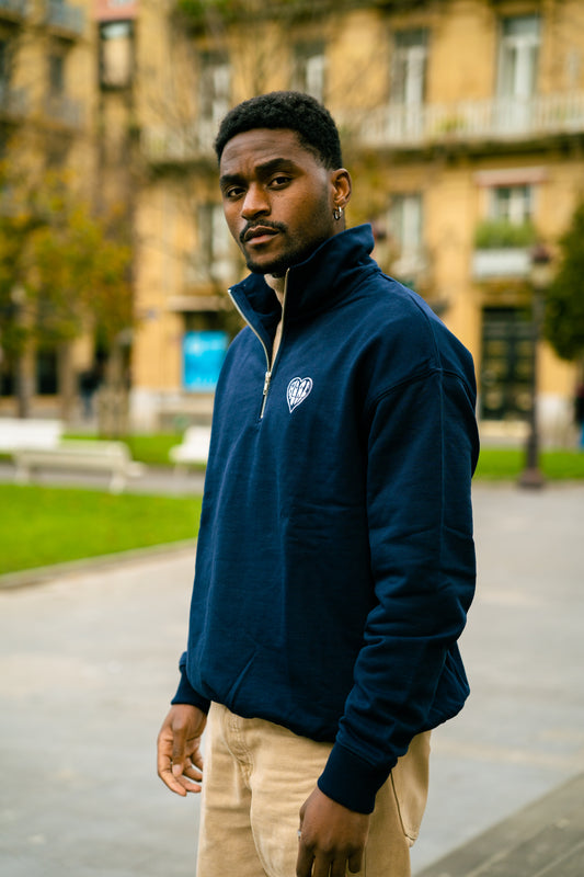 Sudadera Media Cremallera Azul