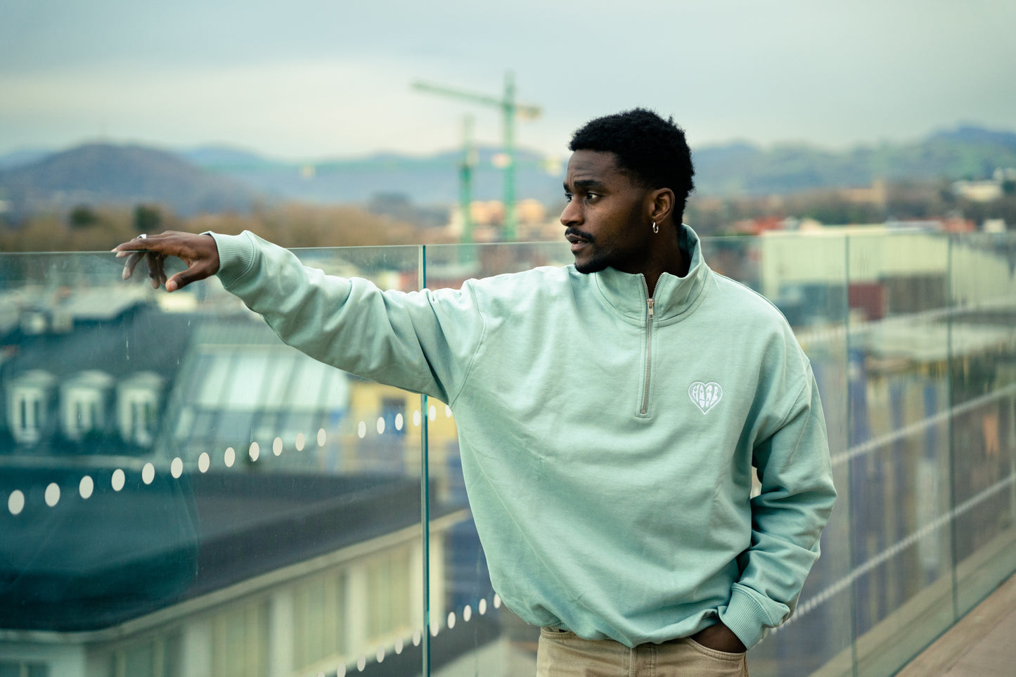 Sudadera Media Cremallera Verde